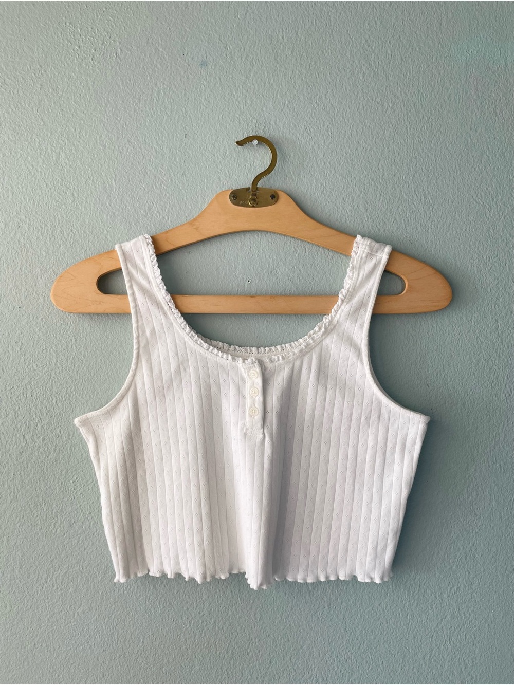 🌻5/$15🌻 SO | White Ribbed Pointelle Cropped Tank Top